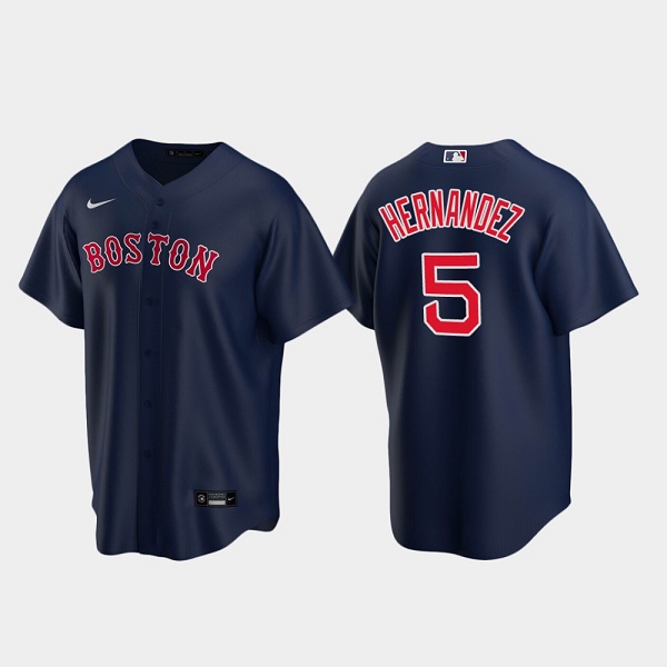Men's Boston Red Sox #5 Kiké Hernández Navy Cool Base Stitched Baseball Jersey
